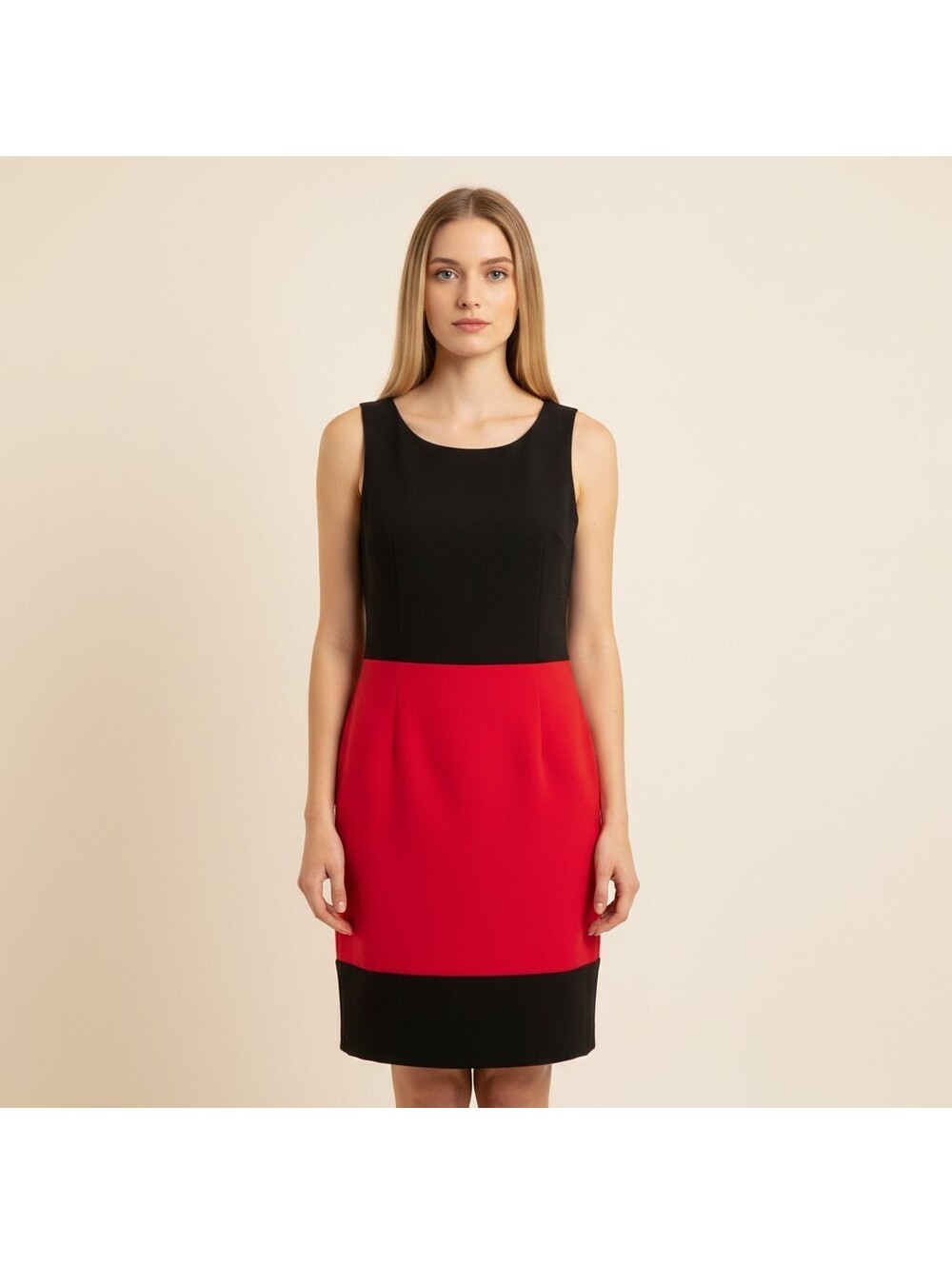 Jones New York Dress Women 8 Black Colorblock Sheath Midi Zipper Sleeveless